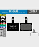 Galfer standard bike disc brake pads showing the durable, quiet braking components with metal backing plates and friction material.