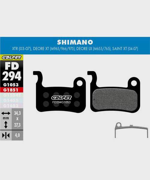 Galfer standard bike disc brake pads showing the durable, quiet braking components with metal backing and friction material.