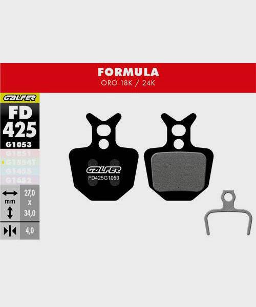 Galfer Standard bike disc brake pads showing metal backing plates and friction material for reliable, quiet braking performance.
