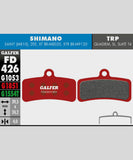 Galfer Advanced Bike Disc Brake Pads for Trail, Enduro, and e-MTB components, showing the brake pad set with branding and mounting details.