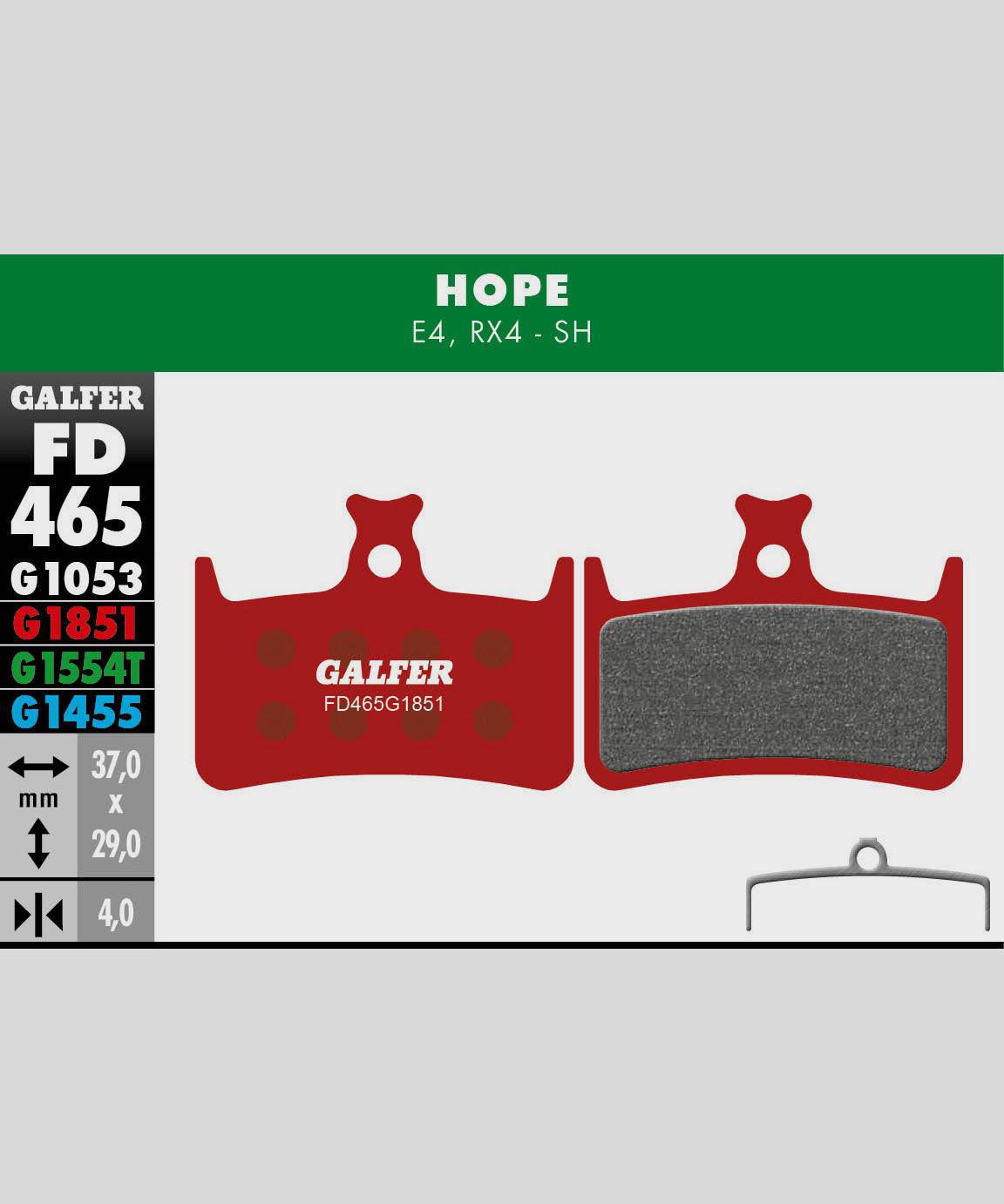 Galfer Advanced Bike Disc Brake Pads for Trail, Enduro, and e-MTB, showing the durable brake pad components for mountain biking.