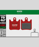 Galfer Advanced bike disc brake pads for trail, enduro, and e-MTB performance, showing the brake pad components and packaging.