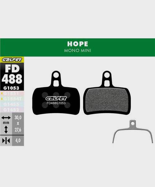 Galfer Pro Bike Disc Brake Pads for downhill and enduro racing, showing the high-performance brake components with metal backing plates.
