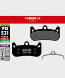 Galfer standard bike disc brake pads showing black brake pad with metal backing for reliable, quiet braking performance.