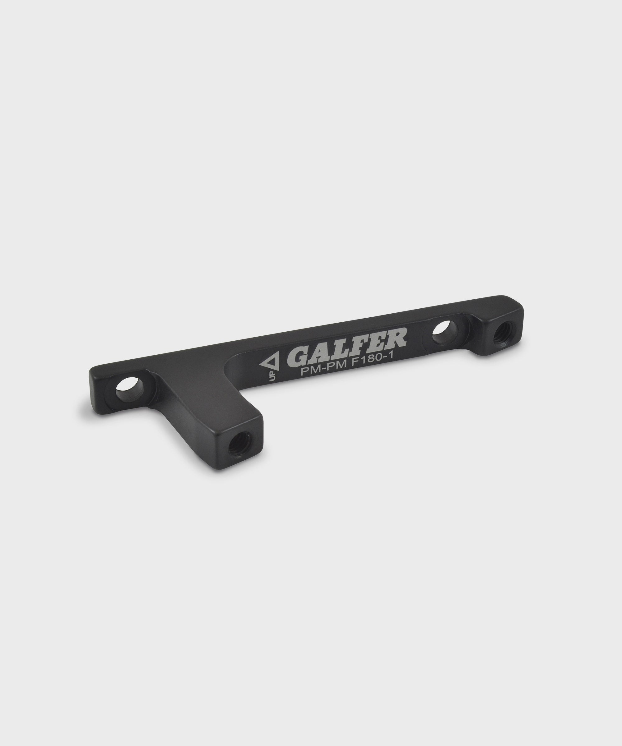 Galfer bike radial caliper adapter for postmount frames, compatible with brake upgrades, shown in black with mounting features.