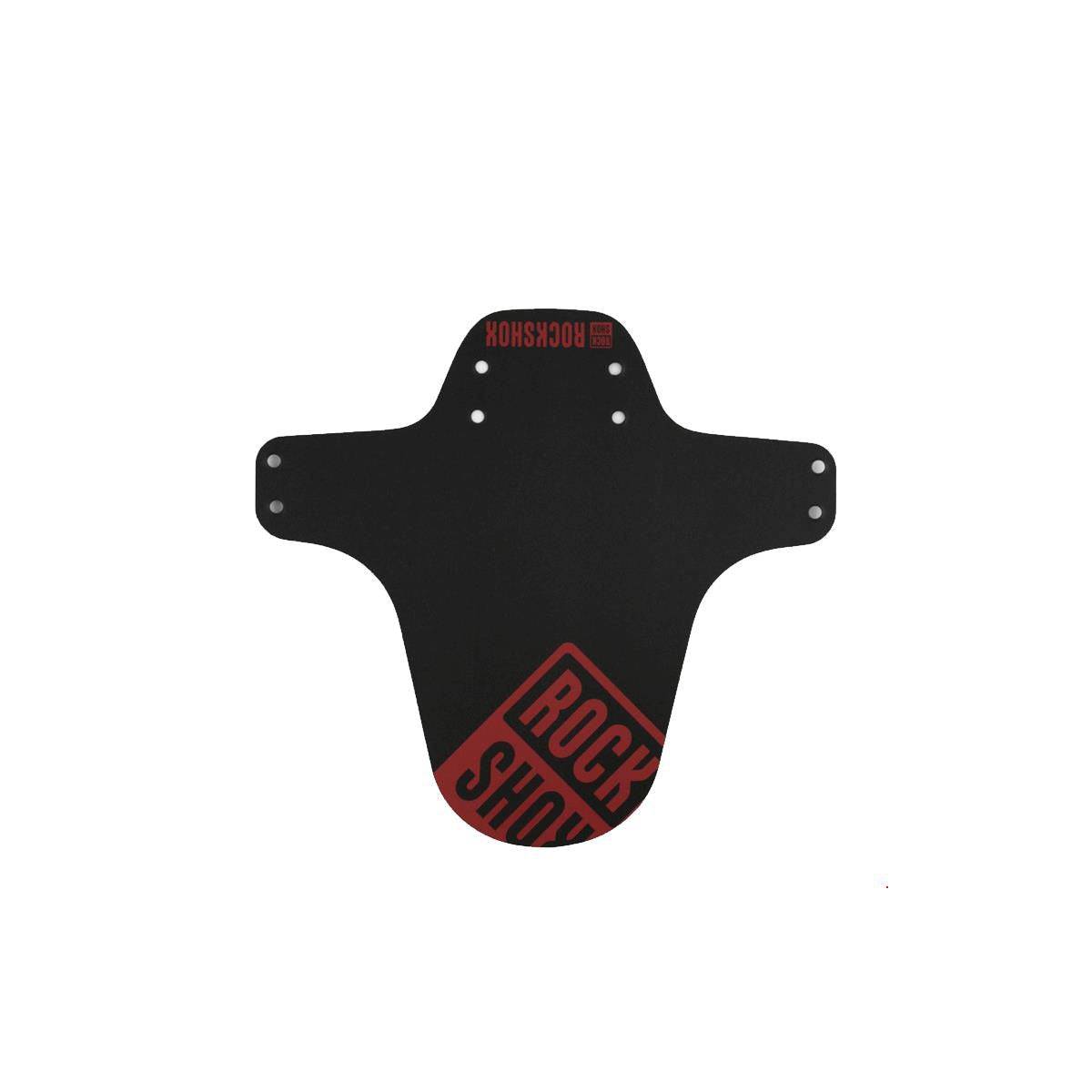 Black RockShox MTB Fender with BoXXer Red Print attached to BoXXer and Lyrik Ultimate forks, designed as durable bike accessories.