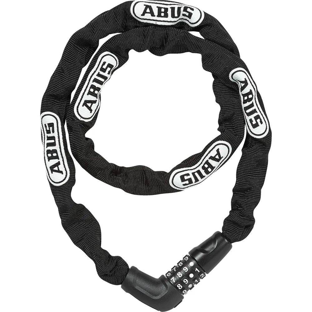 ABUS 5805C/110 BK Steel-O-Chain bike chain lock with durable number reels, black heavy-duty security accessory for bicycles.