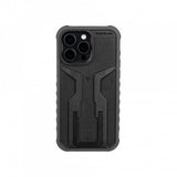 Topeak RideCase black protective bike mount case for iPhone 15 Pro Max, featuring secure mounting and durable design.