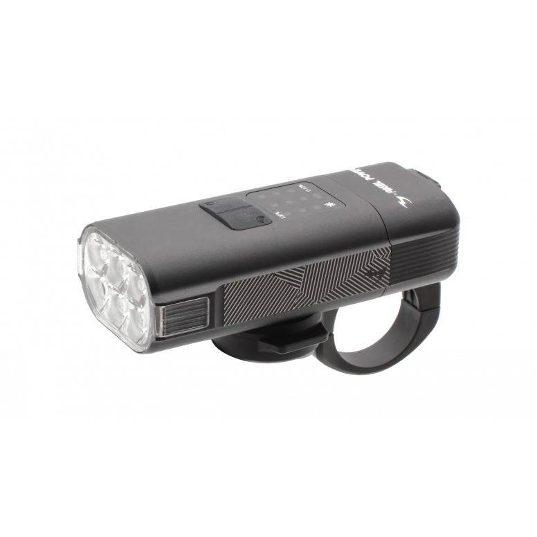 Moon Sport Rigel Power 3600lm bike front light with USB-C, waterproof IPX7, mounted on a bike for visibility during night rides.