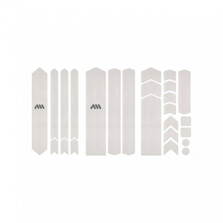 All Mountain Style clear frame guard for e-bike, scratch protection kit with transparent protective film on bike frame.