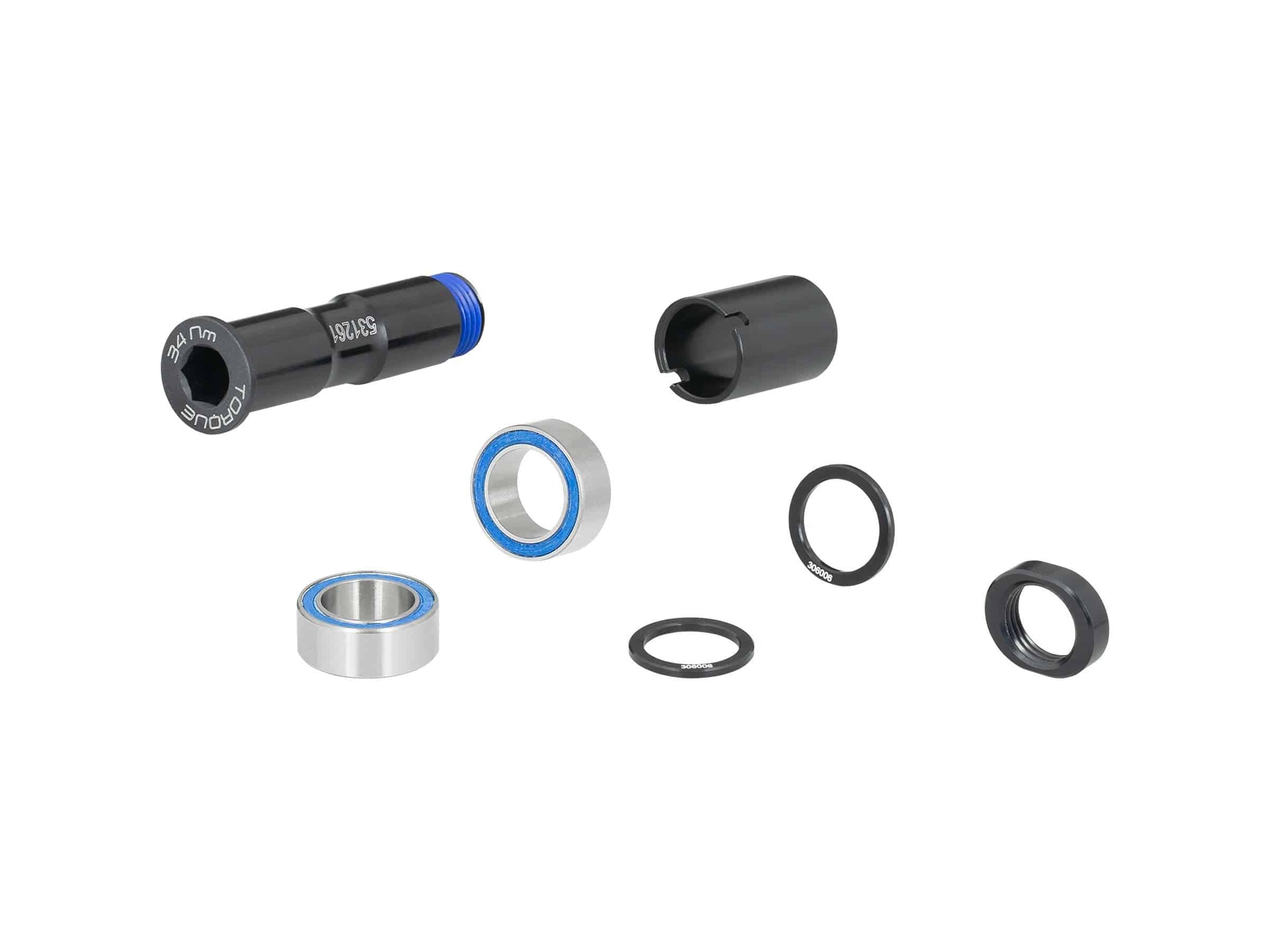 Black Trek Fuel EX 29 2016 main pivot hardware kit for suspension maintenance, featuring components for bike repair and replacement.