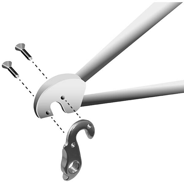 Durable M Part gear hanger for bikes, compatible with various brands, shown as a replacement bike component in the image.