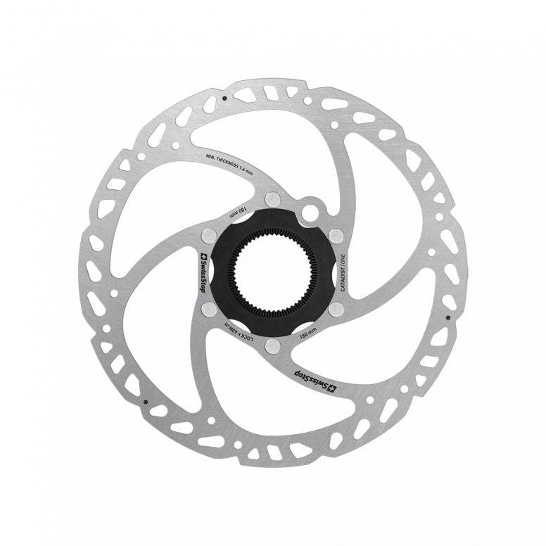 SwissStop Catalyst One Centrelock 140mm brake rotor for bicycles, UCI approved, durable cycling component.