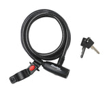 Master Lock 10mm x 1.8m cable key lock with pick-resistant security, shown coiled with key and locking mechanism.
