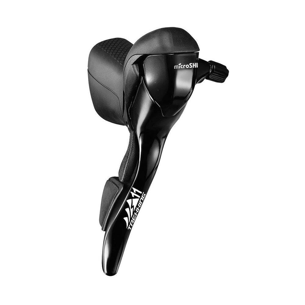 MicroSHIFT drop bar road shifters for Shimano Alfine 8 and 11 hub gears, featuring ergonomic design and easy gear shifting.