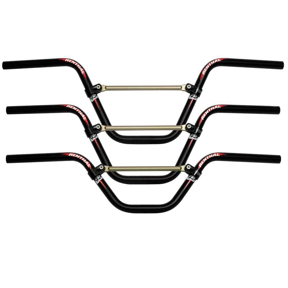 Renthal Moto BMX race handlebar with X brace, featuring lightweight aluminum construction and ergonomic design for precise control.