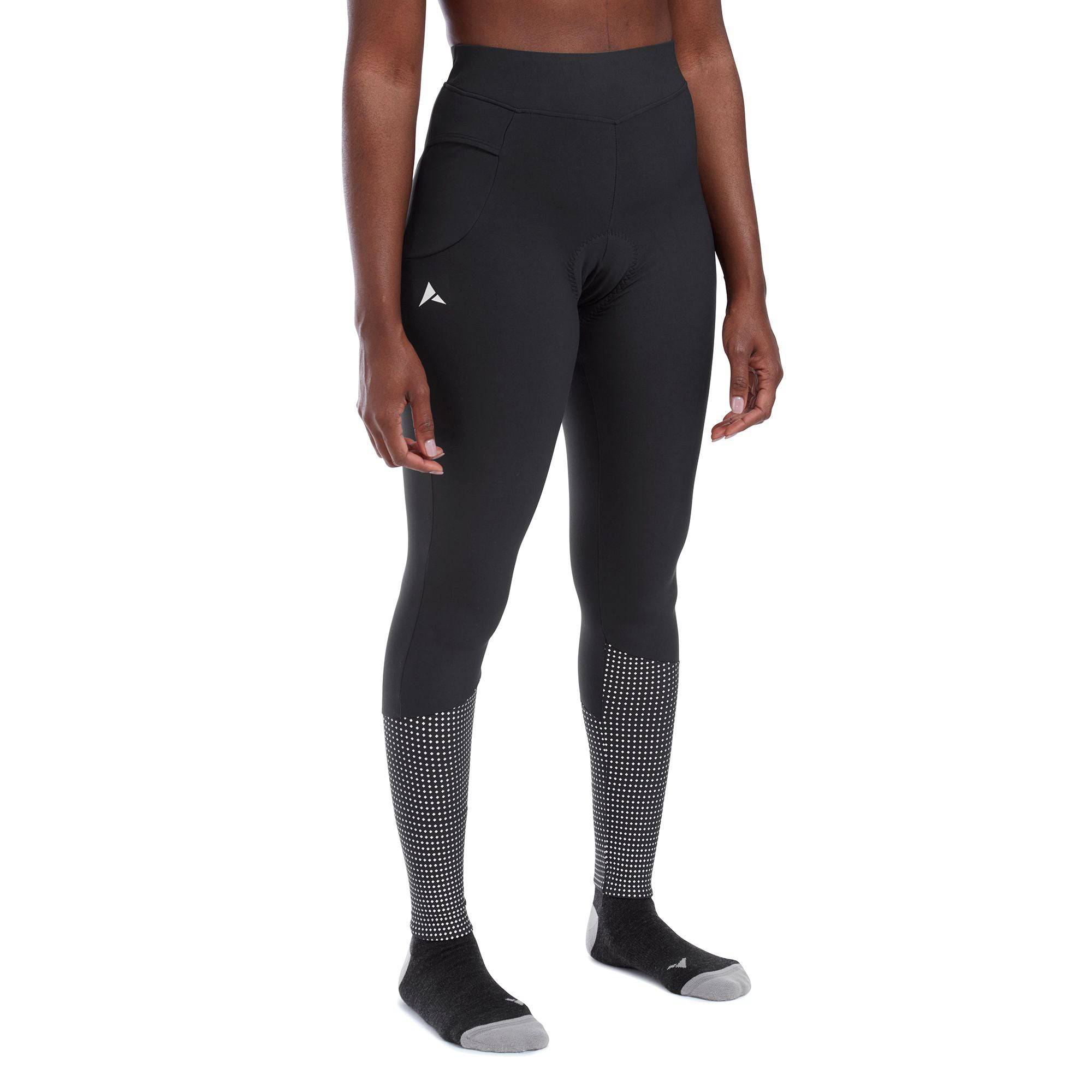 Altura Nightvision DWR women's cycling waist tights with reflective panels, designed for visibility and weather resistance.