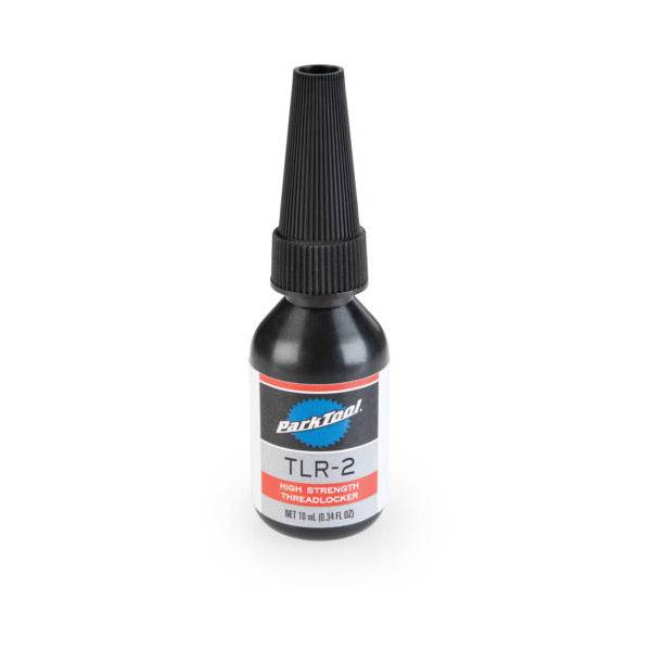 Park Tool TLR-2 high strength threadlocker for steel, aluminum, and carbon fiber workshop use, shown in the image.