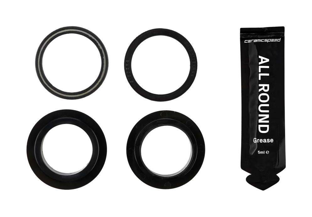 CeramicSpeed Shimano 24mm Threaded BSA PF46 Bottom Bracket Service Kit with tools and components for bike maintenance.