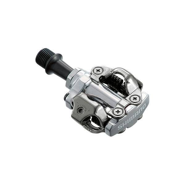Shimano PD-M540 MTB SPD pedals with dual-sided mechanism, mud-repellent and durable design for mountain biking.