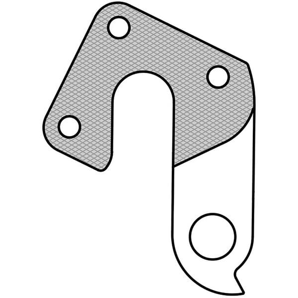 M Part Ghost derailleur gear hanger for Merida Felt bikes, durable replacement component, shown in black with detailed design.