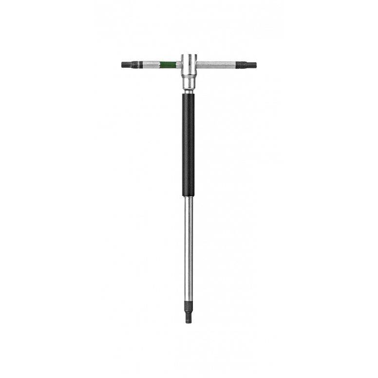 Topeak T-Hex Speed Wrench Set with sliding T-handle and tool holder, black workshop tools for bike maintenance.