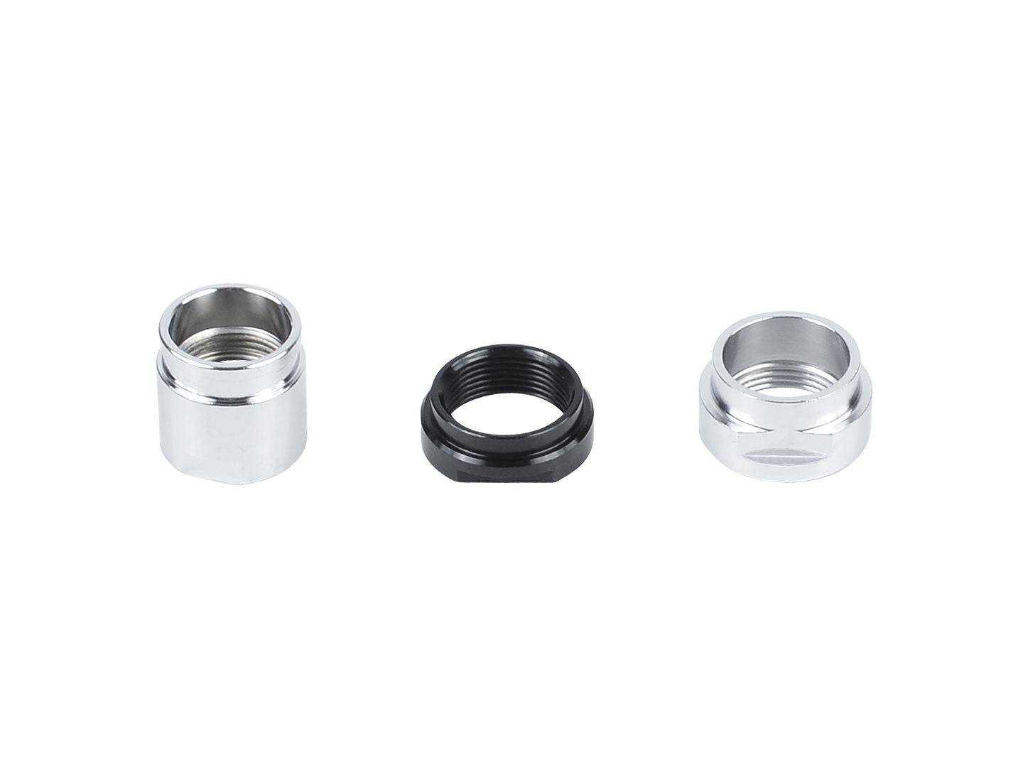 Bontrager Duster Elite rear hub end cap kit in black, with 142/148mm OLD for bike wheel components.