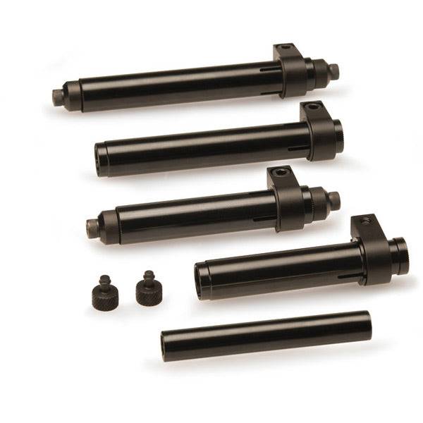 Park Tool DT-5UK adjustable axle set for DT-5.2 disc brake mount facing upgrade, shown with bike workshop tools and components.