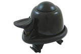 System EX Ping Bike Bell in black with tool-free handlebar mount and rubber bands, compact cycling accessory.