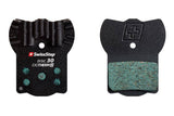 SwissStop EXOtherm 2 disc brake pads for Magura MT and Campagnolo EKAR, shown installed on brake calipers.