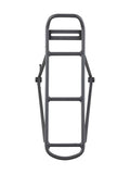 Black Trek rear rack for 700c bike wheels, lightweight luggage carrier accessory mounted on a bicycle.