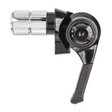 MicroSHIFT MTB drop bar end shifters with indexed and friction modes for bike components, mounted on drop handlebars.