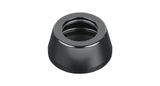 Black Bontrager headset top cover for bike components, measuring 22mm x 25.7mm x 46.4mm, durable and designed for bike maintenance.
