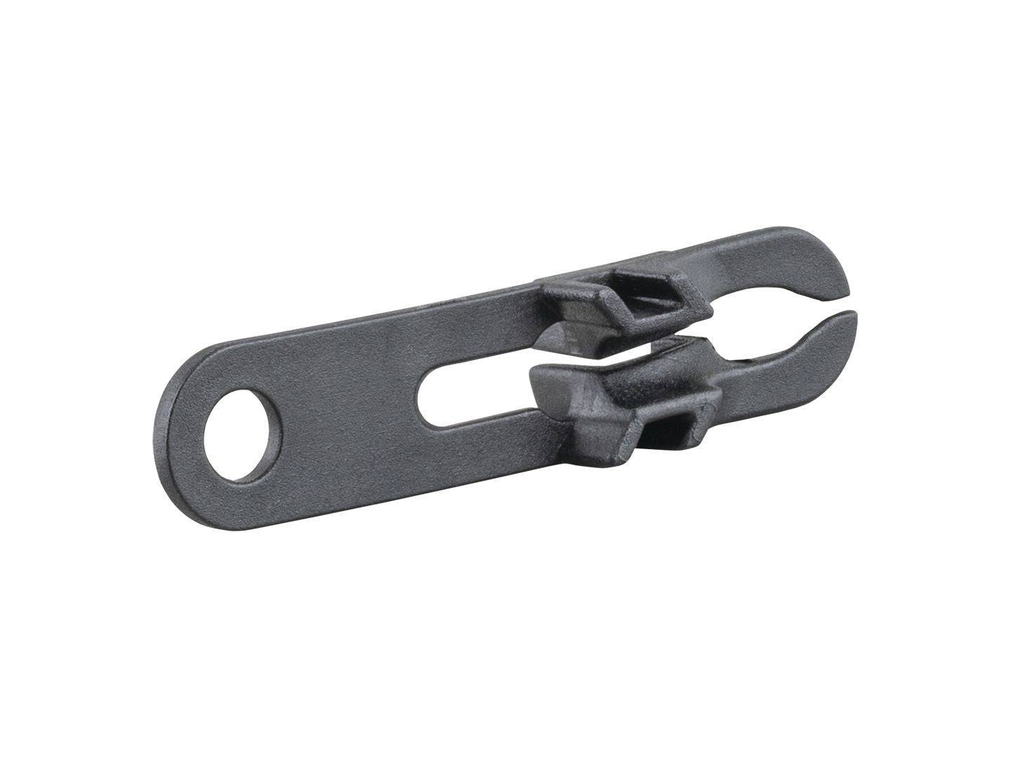 Black Trek Domane+ Speed sensor spacer for cable management and tracking, designed for precise bike component installation.