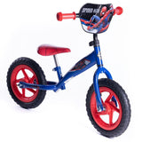 Huffy Marvel Spider-Man balance bike for kids ages 2-5, featuring red and blue design with Spider-Man graphics.