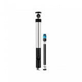 Crankbrothers Klic HP bike pump in silver and black with magnetic hose, high-pressure tire inflator for bike accessories.