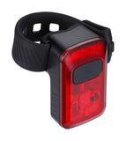 BBB Spark 2.0 rear LED bike light with USB rechargeable and waterproof design, mounted on a bicycle for safety visibility