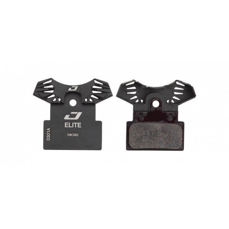 Jagwire Elite Cooling Disc Brake Pads for Shimano MTB, black, showing close-up of brake pad components for older mountain bike models.