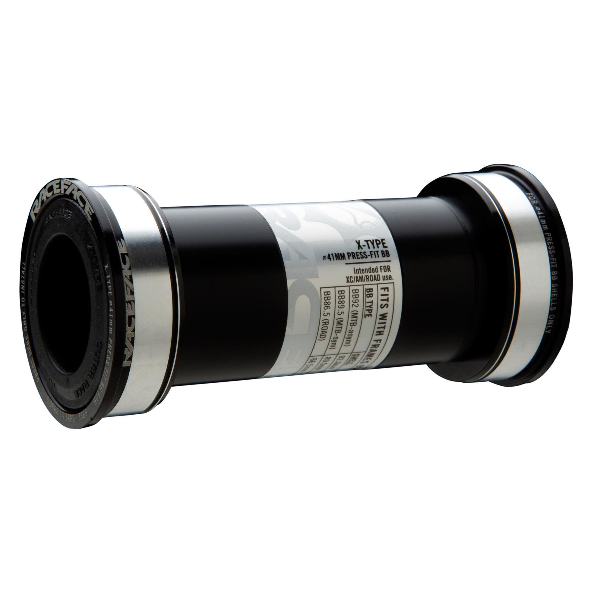 Race Face Cinch BB92 24mm external seal bottom bracket for mountain and road bikes, showing the durable metal components.