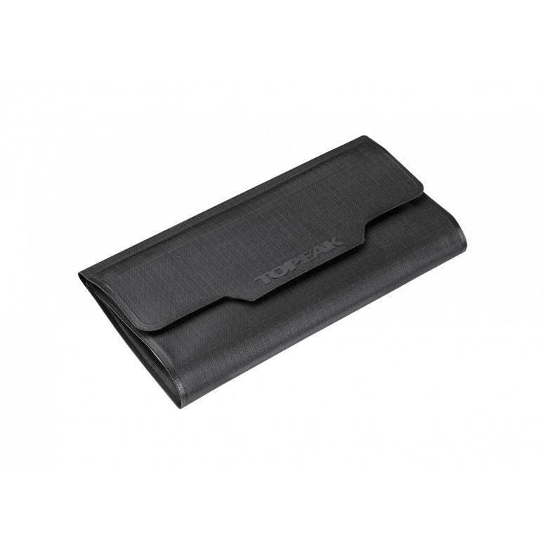 Topeak Drywallet Large waterproof phone wallet in black with IPX5 protection, designed for cycling accessories.