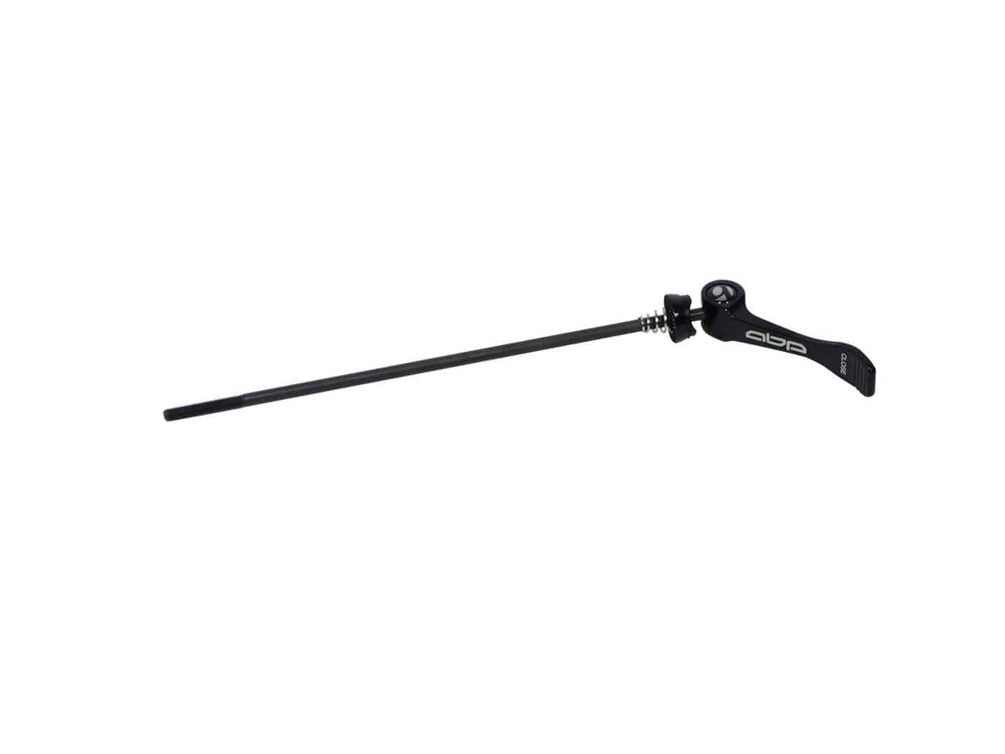 Black Bontrager ABP Race Rear Skewer for Trek ABP suspension bikes, 197mm length, component part for bike maintenance.