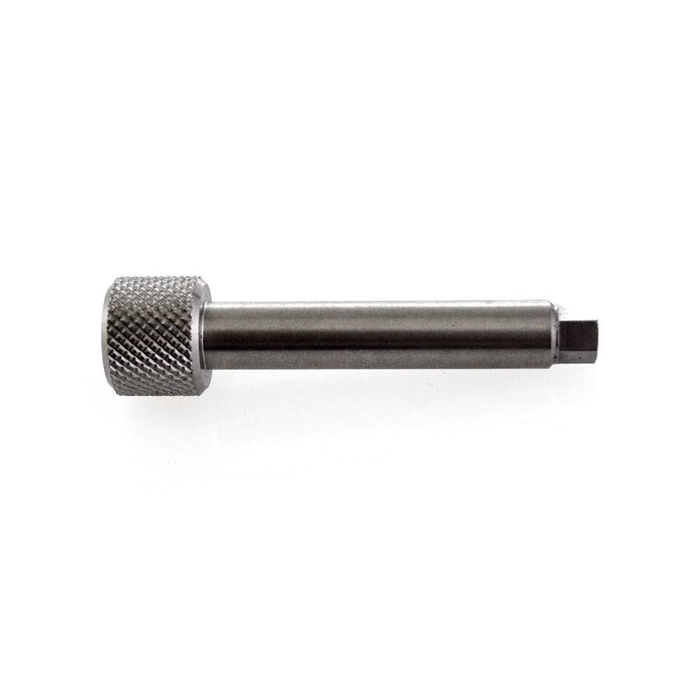 Fox Trek Thru Shaft IFP bleed screw torque tool for rear shock maintenance, showing the precision tool in hand.