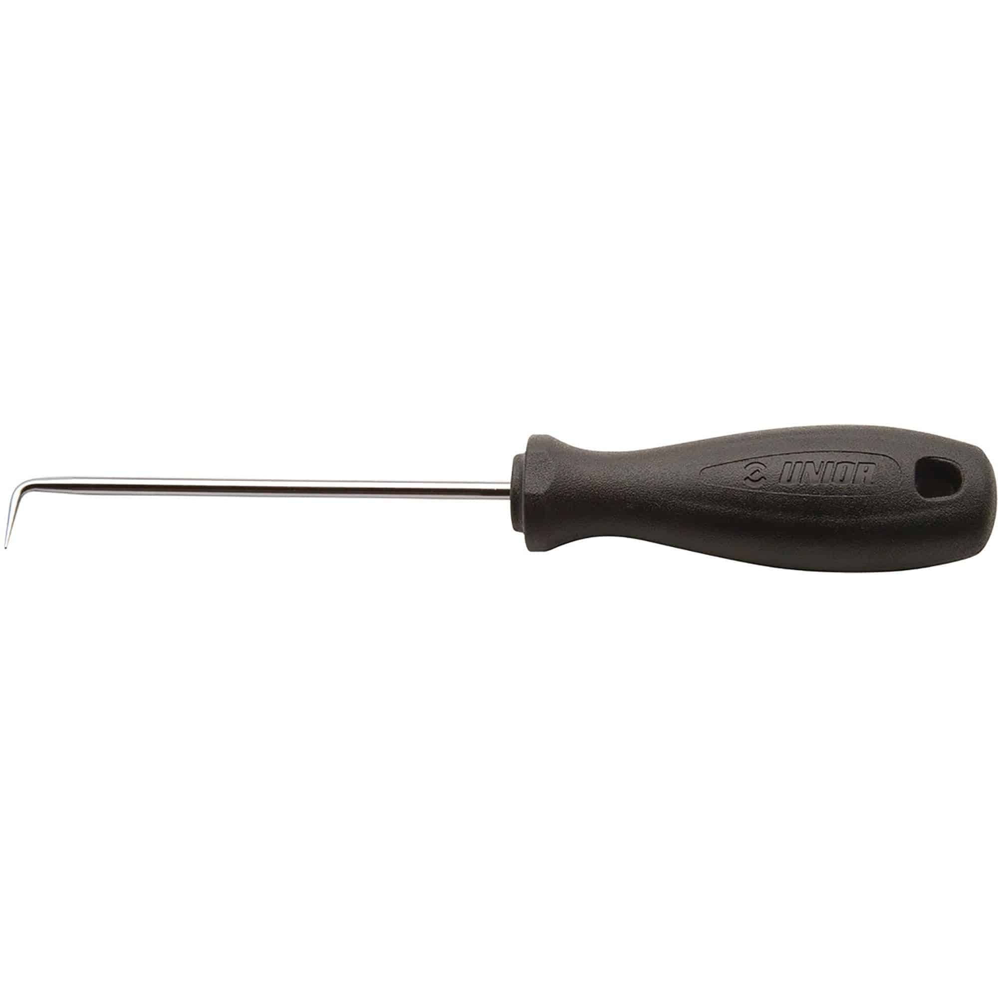 UNIOR 165mm workshop awl with 90° bent round blade, ideal for precision marking and detailed woodworking tasks.