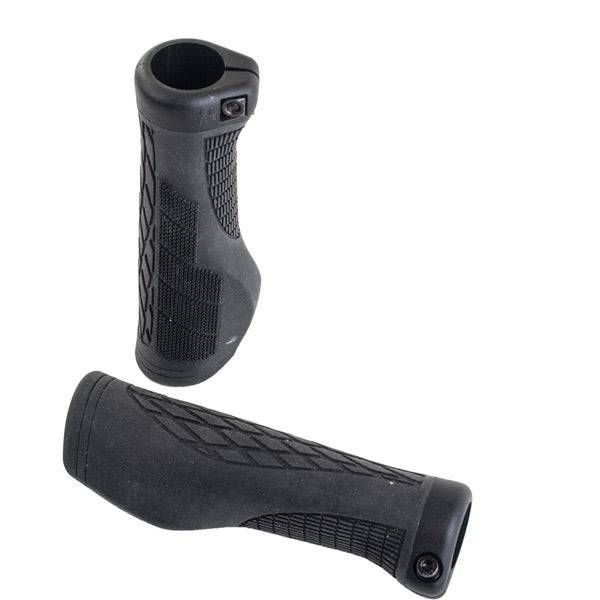 M Part EcoVice Ergo Microtech bike grips in black with lock-ring system for secure, comfortable bike handlebar grip.
