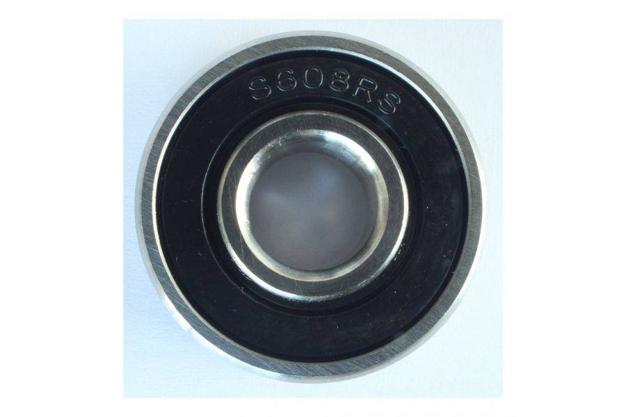 Enduro Bearings 608 2RS stainless steel sealed bearings for hubs and bottom brackets, showing the sleek, compact design.