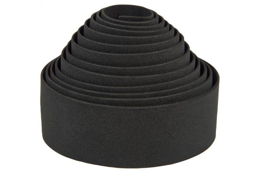 System EX Black cushioned bar tape with EVA foam, providing comfortable grip and shock absorption for bike handlebars.