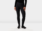 Black Trek Circuit Women's thermal cycling tights, fitted and secure, designed for warmth and comfort during outdoor rides.