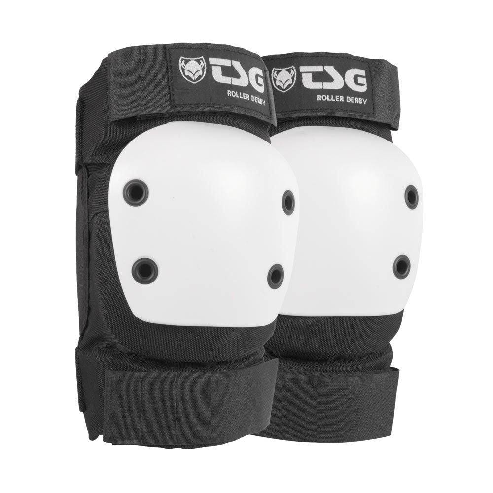 TSG Roller Derby 2.0 elbow pads with double-layer Velcro straps and CE certification for protective sports gear.