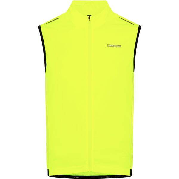 Madison Stellar Reflective Windproof Men's Gilet Vest for outdoor visibility, featuring reflective details and lightweight design.