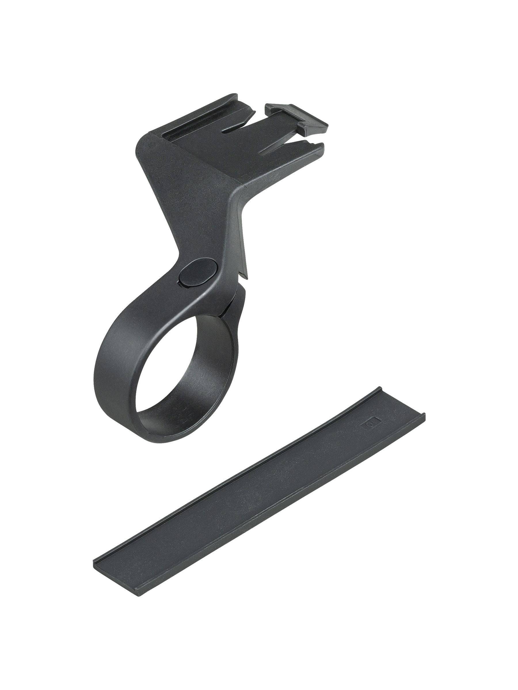 Bontrager RideTime Trip Out front mount accessory attached to 31.8mm black handlebars for bike cycling accessories.